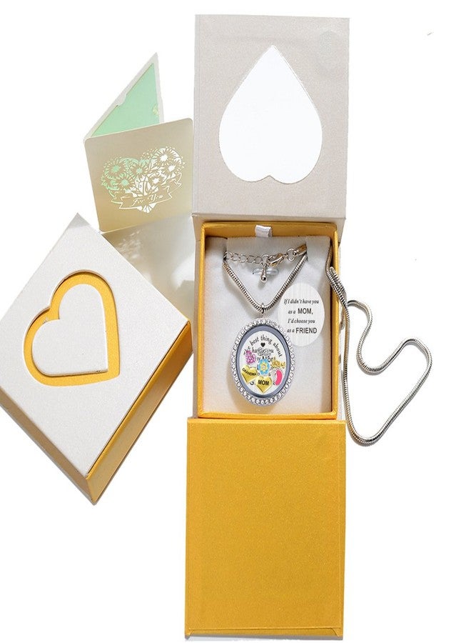 Beffy Best Gifts for Mother Mom Grandma Mammy Mum, Round Living Memory Floating Charm Locket Pendant Necklace with Birthstones & Charms - Image 2